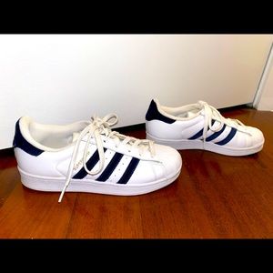 Adidas Superstar Navy Blue Velvet Stripe Sneakers